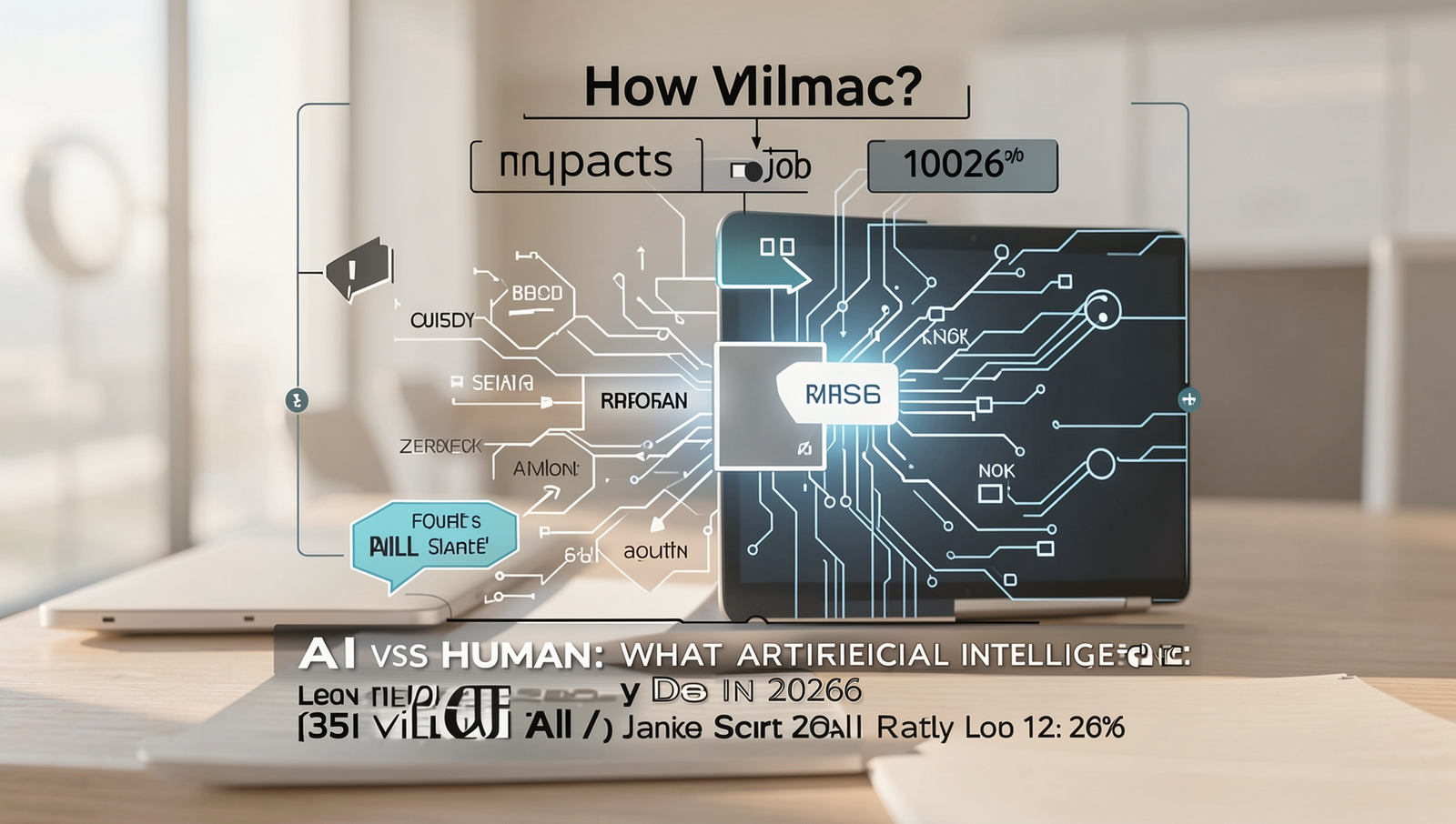 Diagram illustrating AI's impact on job markets by 2026 with key trends and statistics.