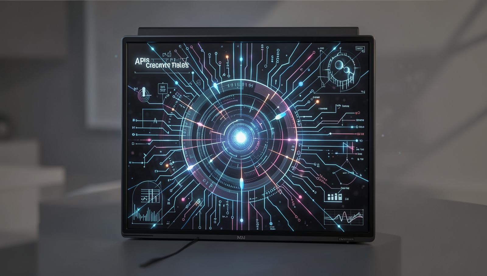 Artistic representation of AI-generated art and music showcasing innovative creative tools.