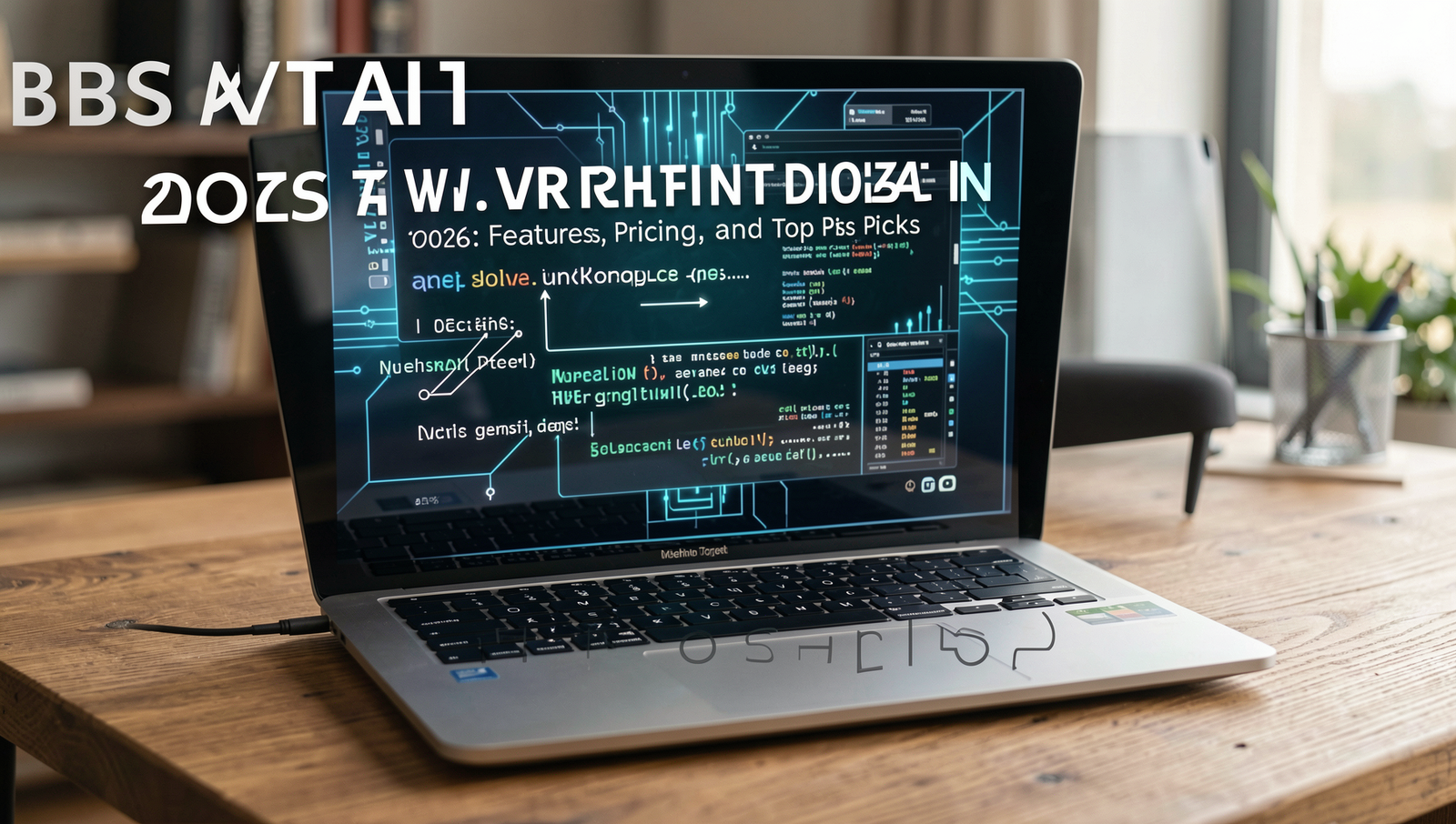 Professional editorial photo showcasing AI writing tools in a modern workspace.