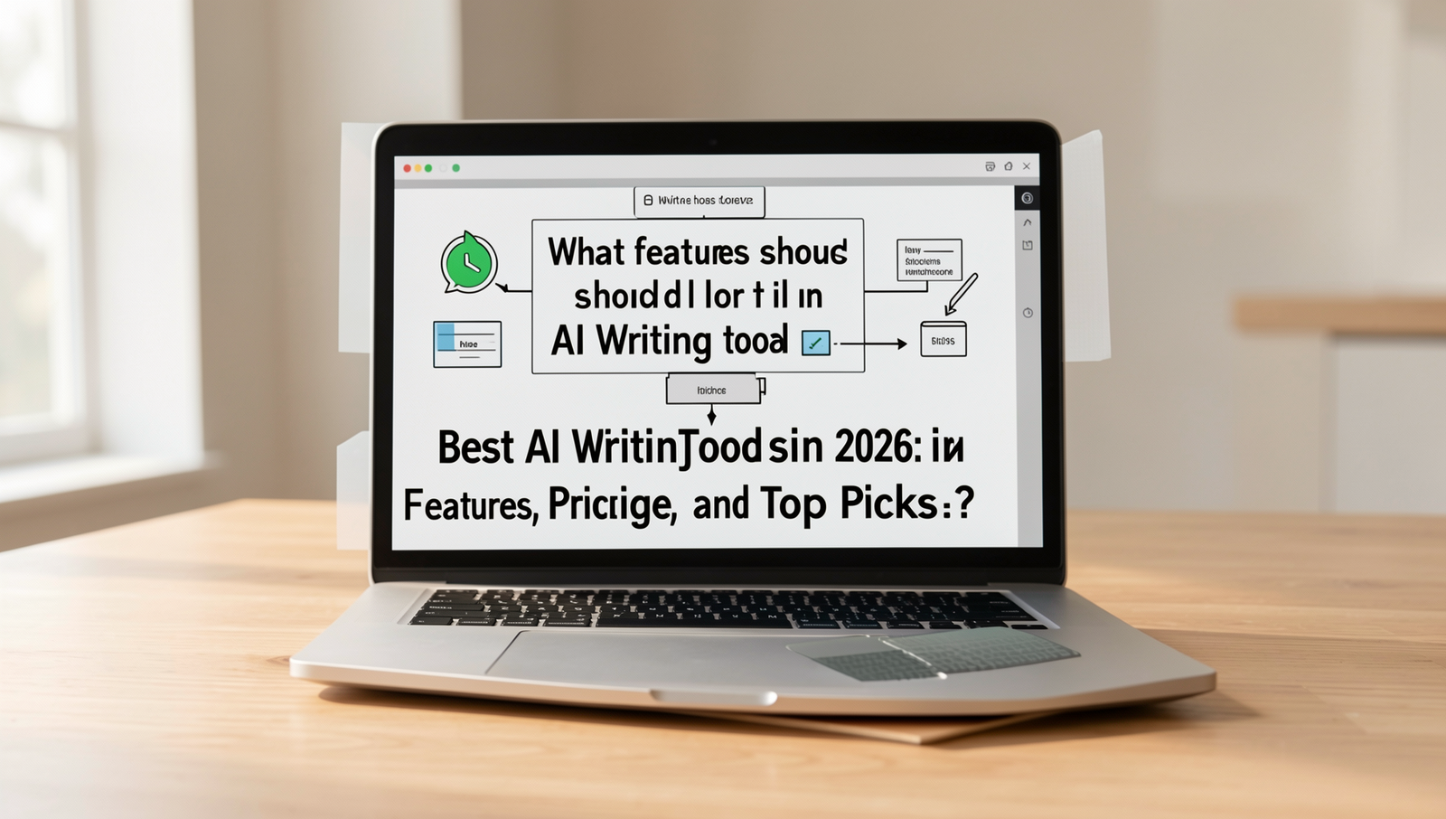 Diagram illustrating key features to consider in AI writing tools.