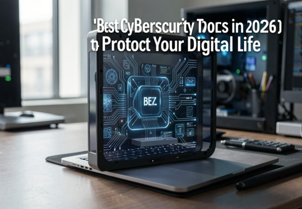 Professional editorial photo showcasing advanced cybersecurity tools in a modern setting.