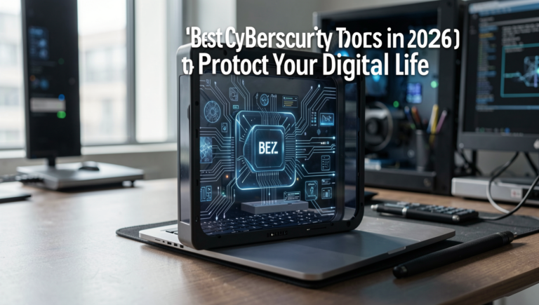 Professional editorial photo showcasing advanced cybersecurity tools in a modern setting.