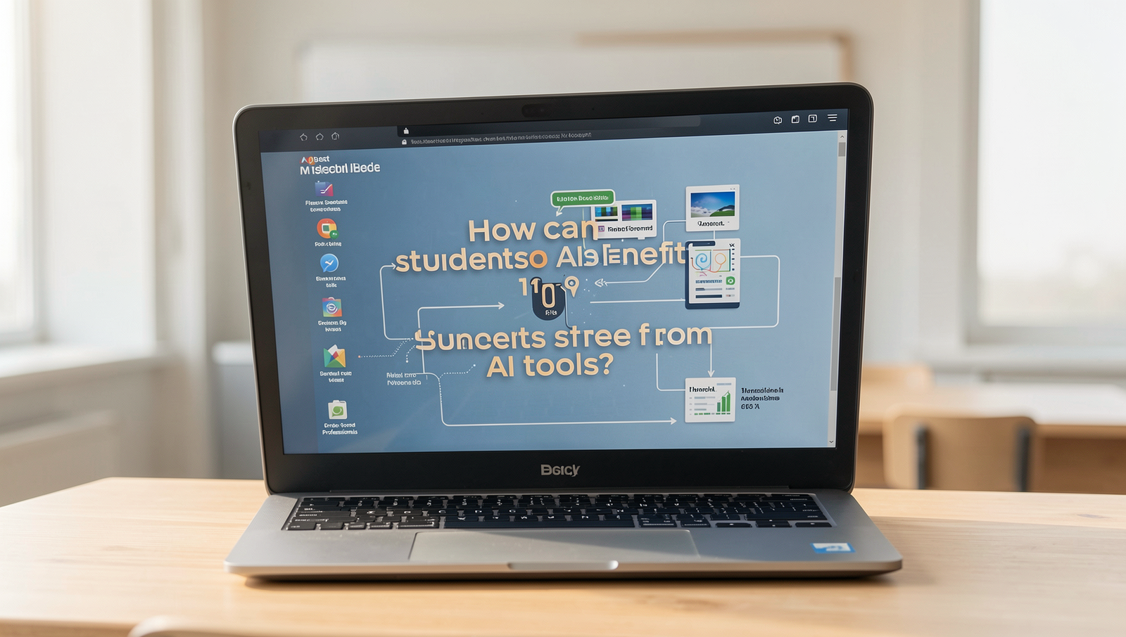 Illustration showing students using AI tools for learning and productivity.