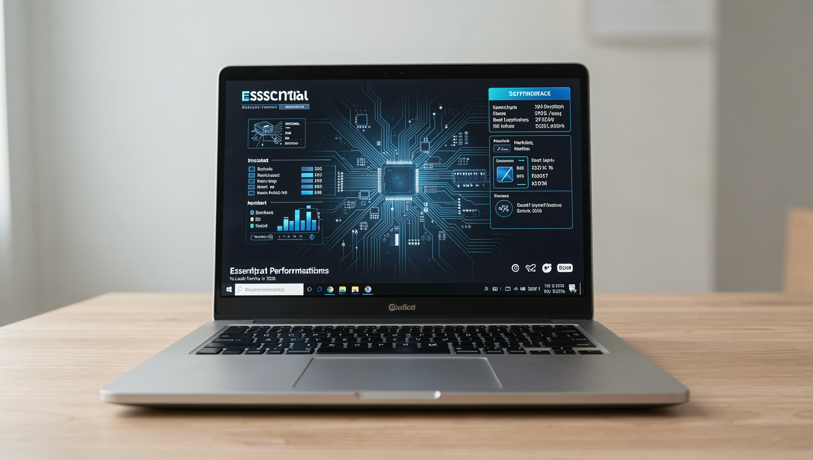 High-performance laptop showcasing detailed specifications in natural lighting.