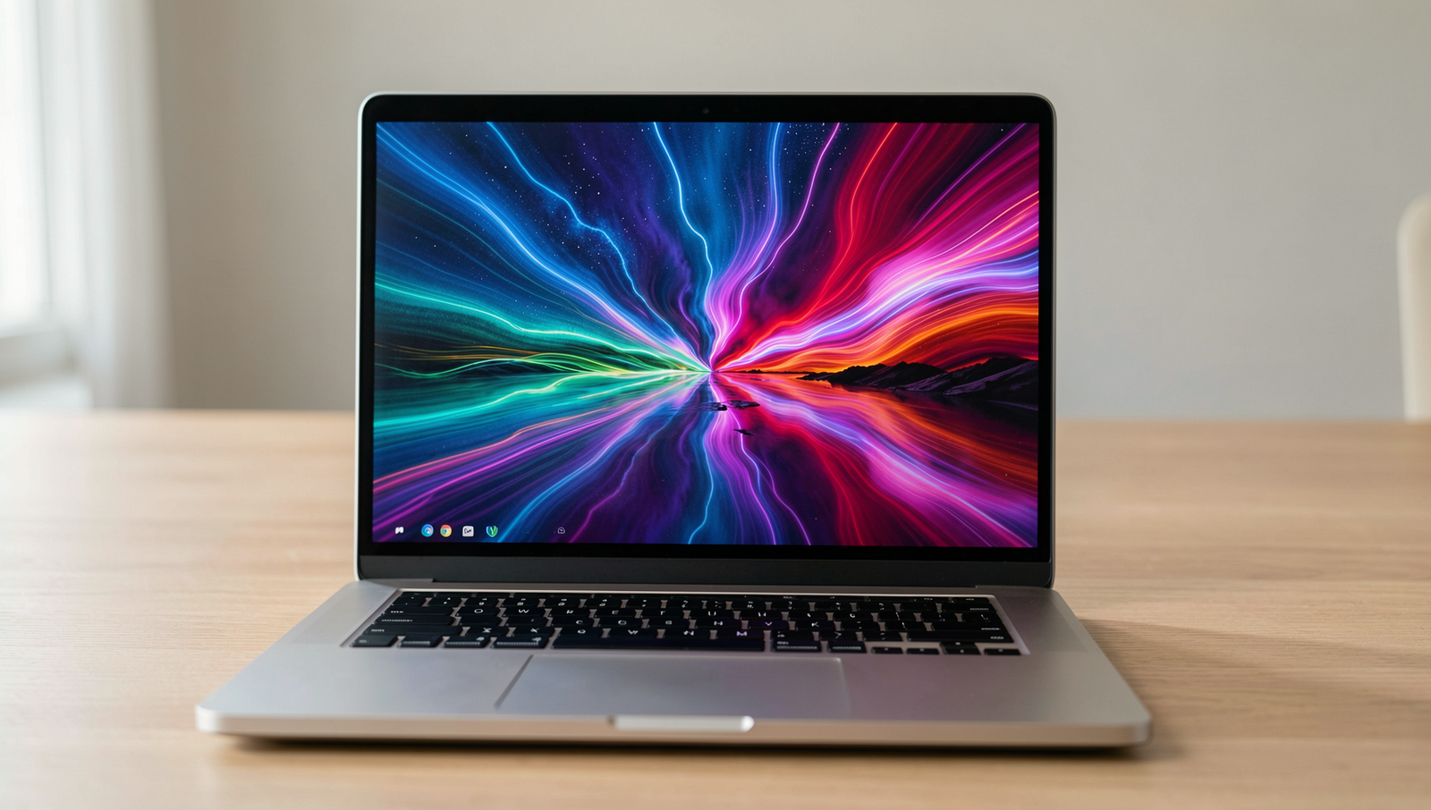 Close-up of a laptop with a vibrant display showcasing high resolution and color accuracy.