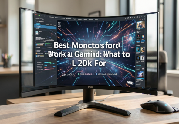High-end monitors set in a modern workspace for gaming and productivity.