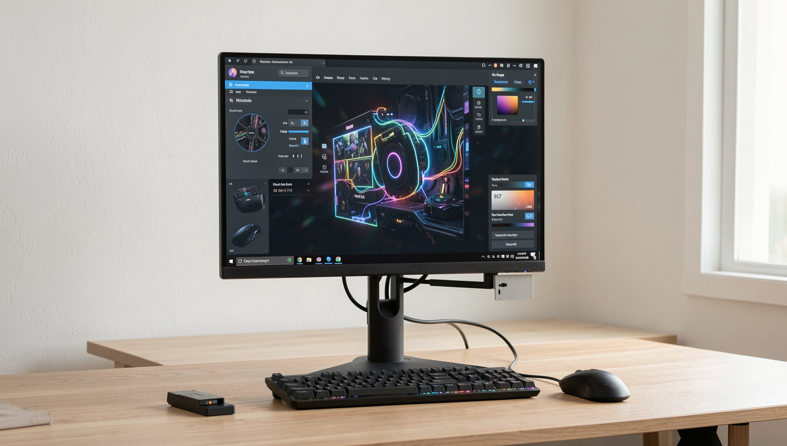 Ergonomic monitor setup showcasing adjustable features for optimal comfort.