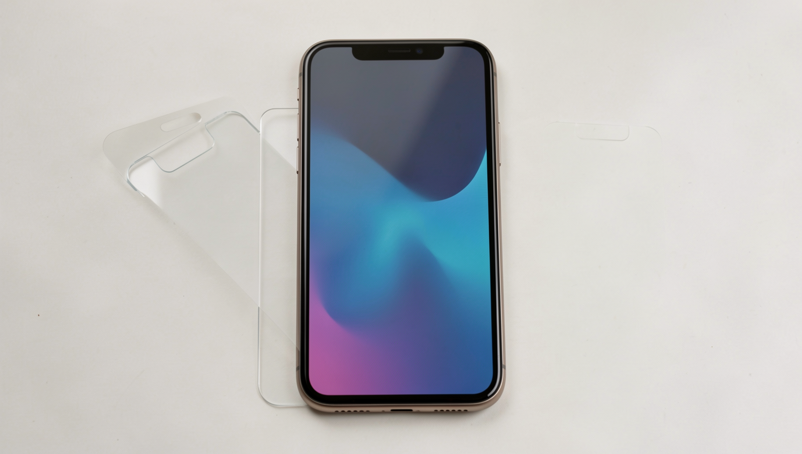 Variety of innovative screen protectors displayed with realistic lighting and detail.