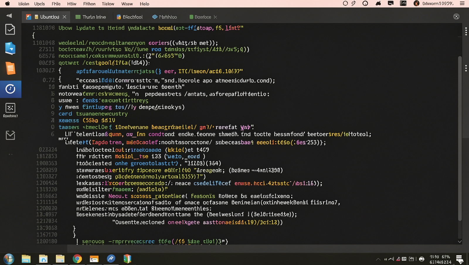 Detailed timeline of smartphone software updates on a realistic Linux desktop.