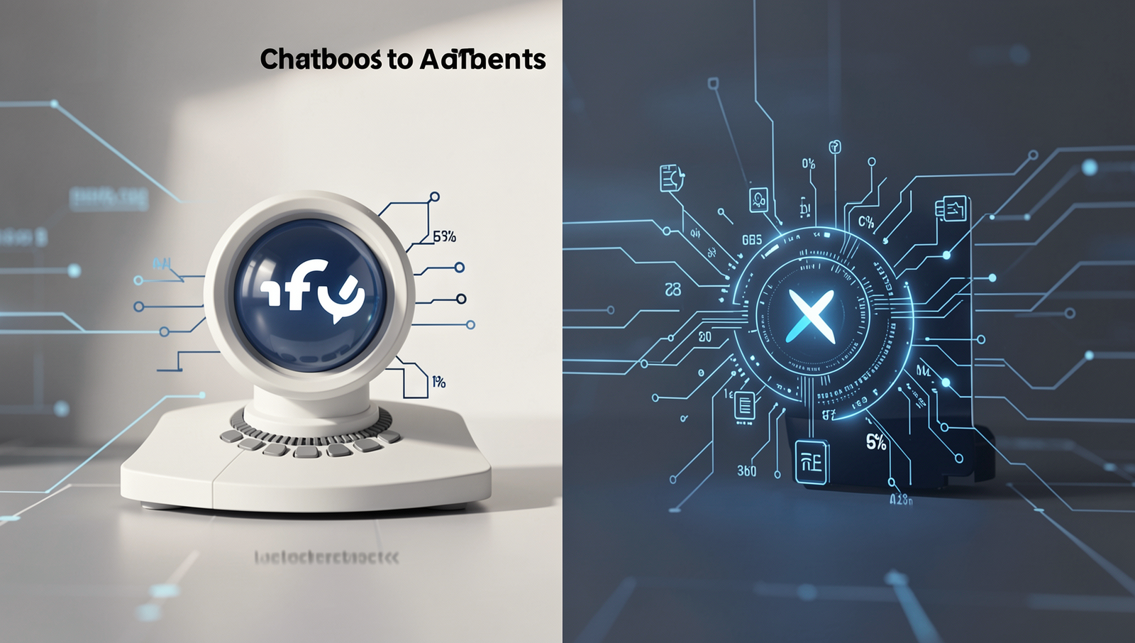 Visual comparison of chatbots and AI agents showcasing their differences.