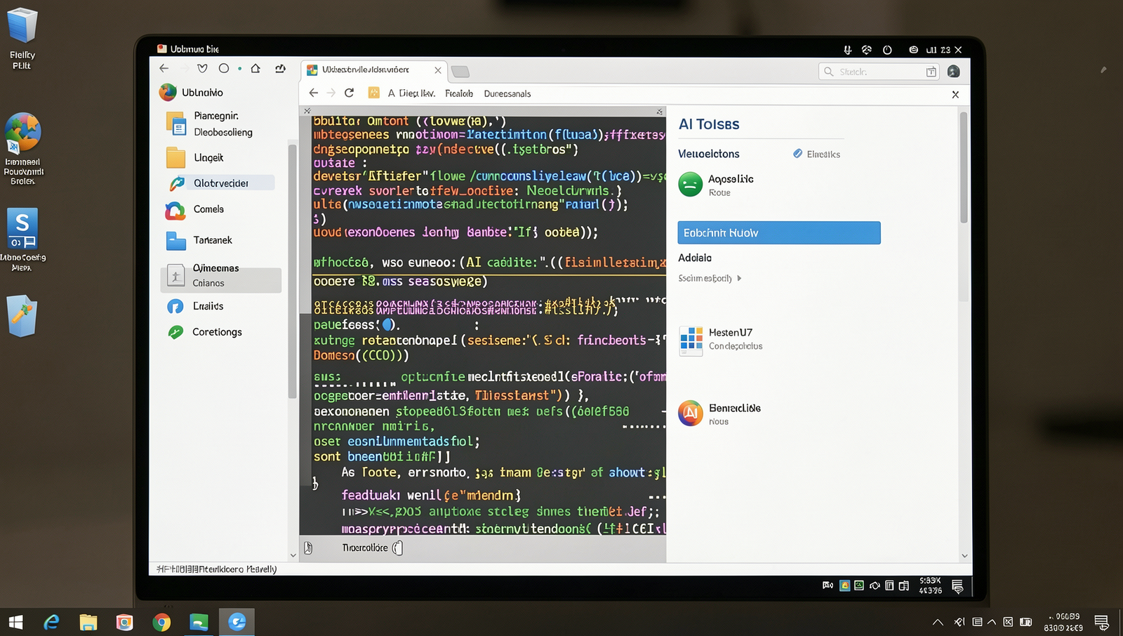 Computer screen showing various AI tool options in a Linux desktop environment.