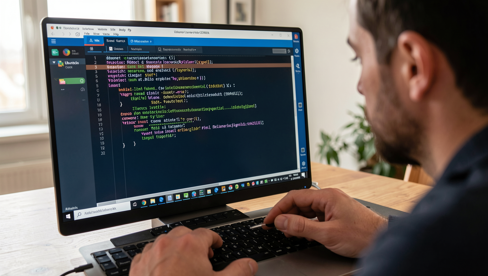 Person configuring settings on a Linux software application with a realistic UI.