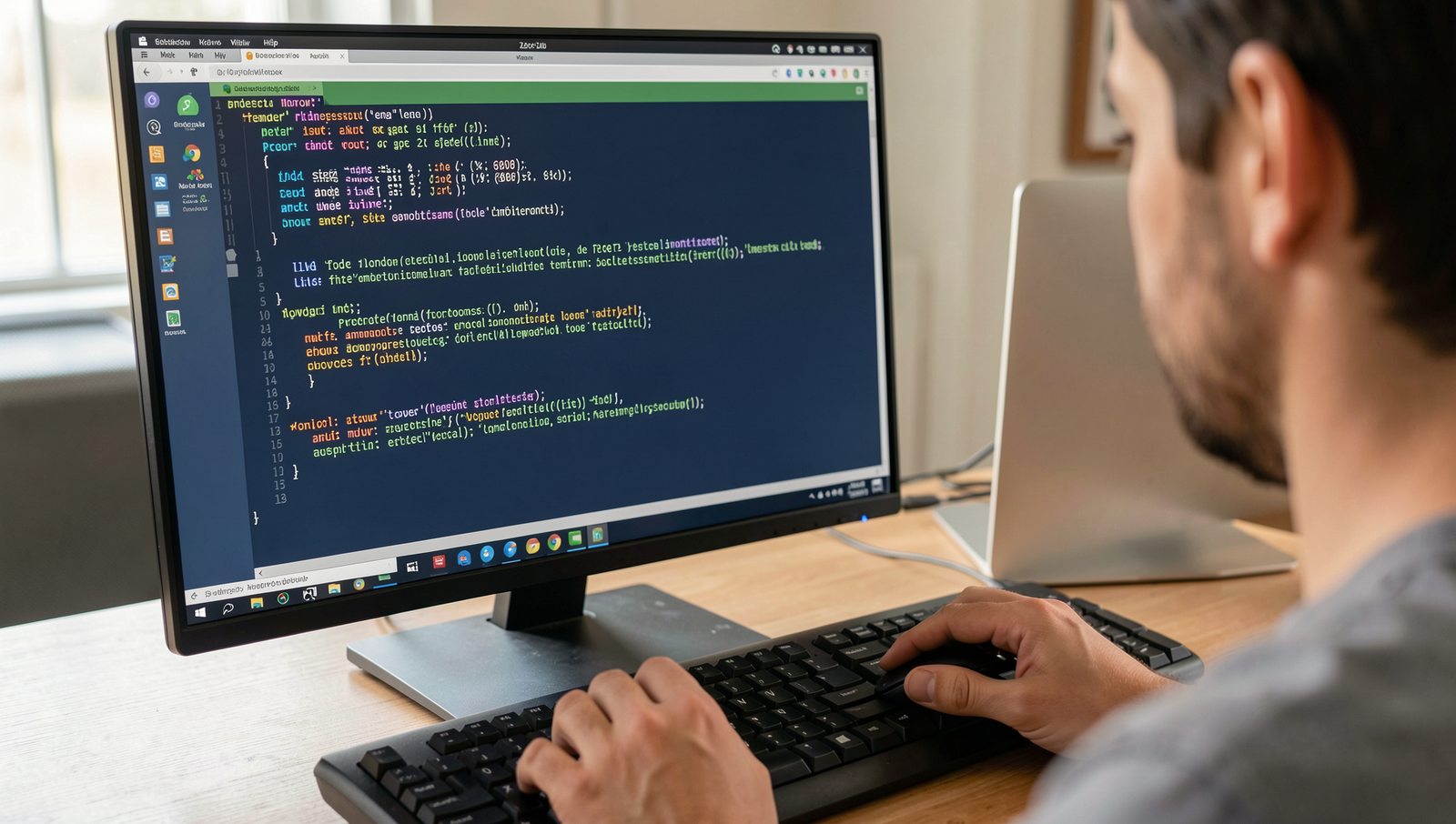 Person analyzing productivity metrics on a Linux desktop computer screen.