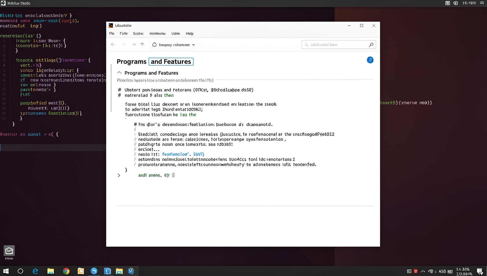 Screenshot of Windows Programs and Features window for uninstalling software.