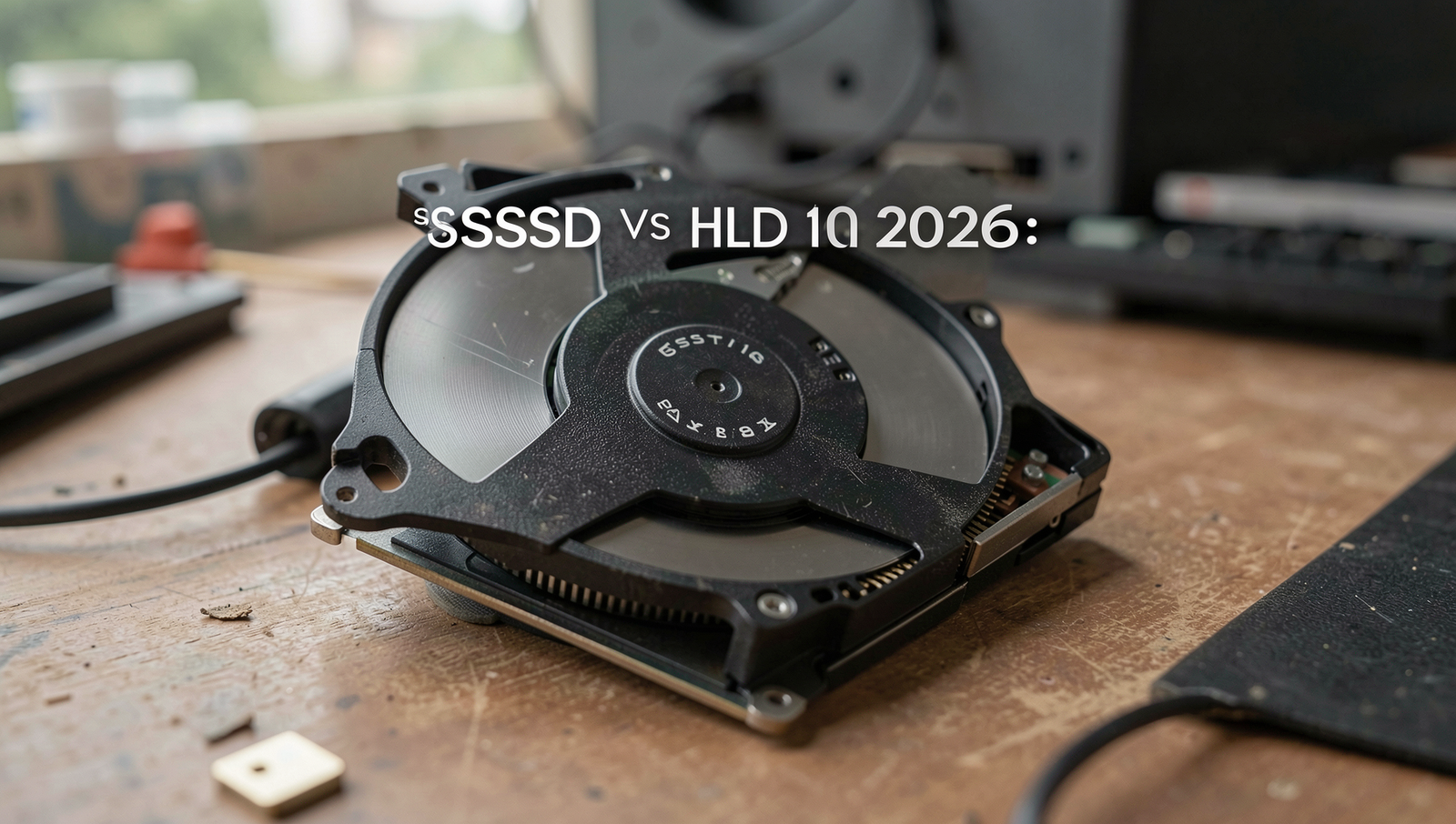 A detailed comparison of SSD and HDD storage devices in a modern tech environment.