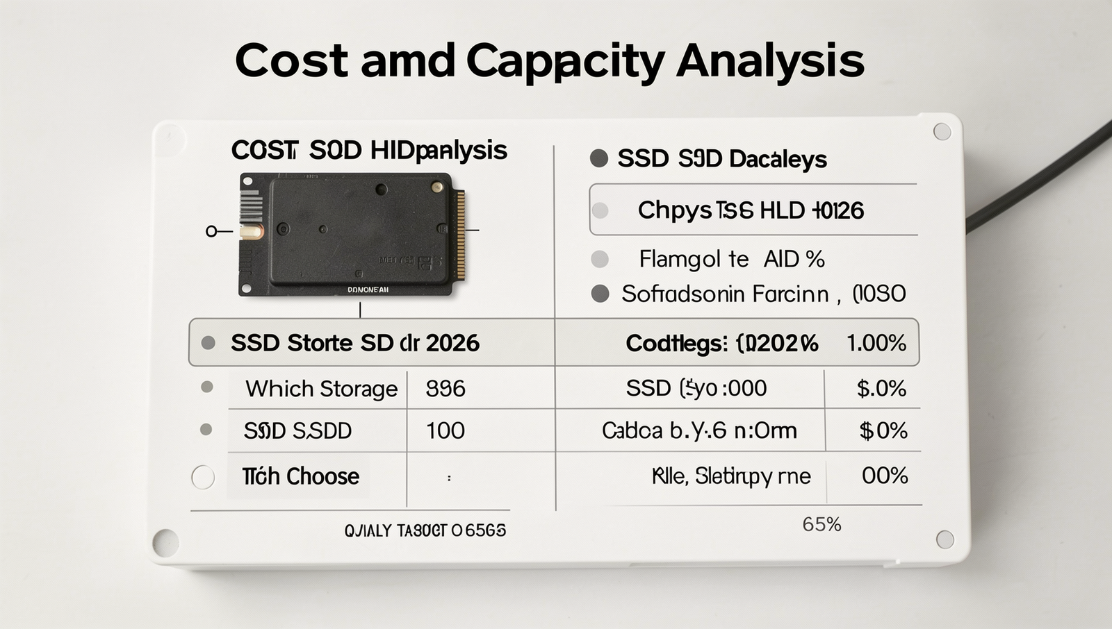 Detailed chart comparing SSD and HDD costs and capacities for 2026.
