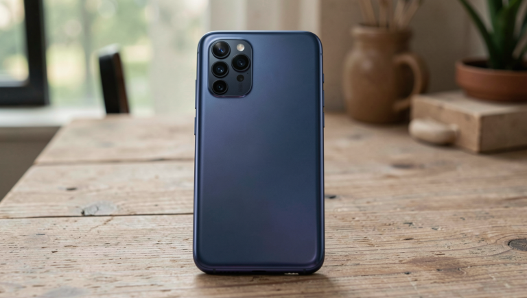 Close-up of a modern smartphone showcasing key features in a stylish setting.